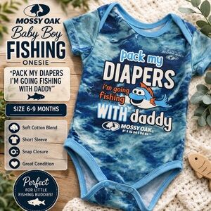 Mossy Oak Blue Tie-Dye Baby Boy Fishing Onesie